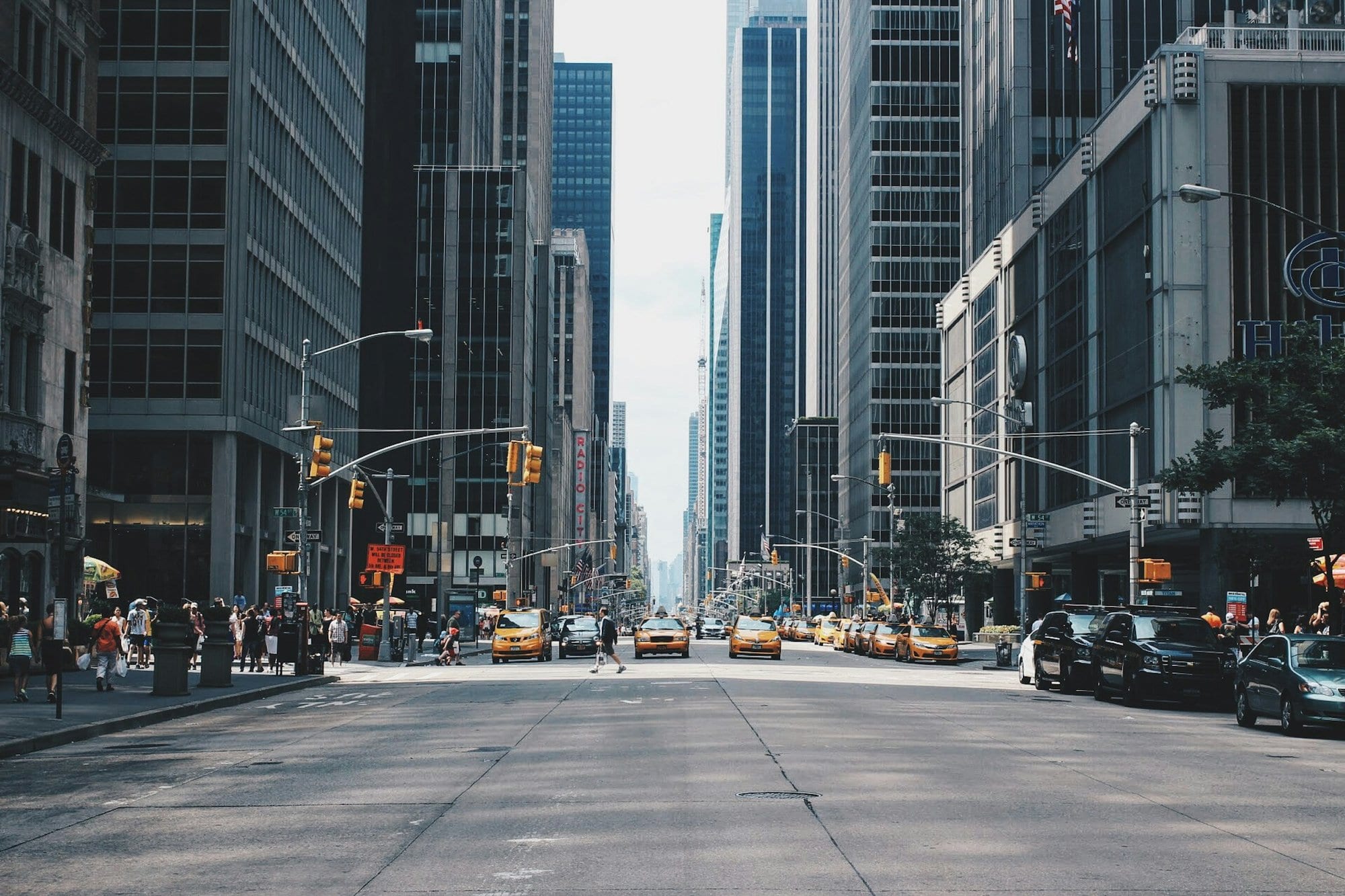 City street lined with buildings